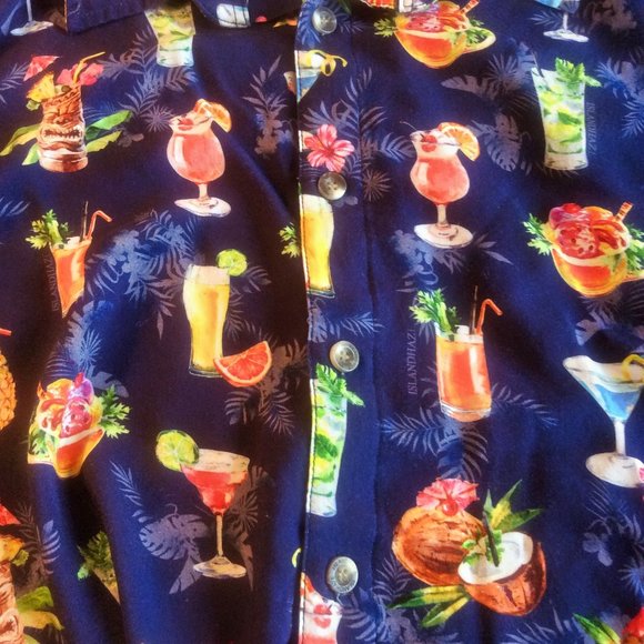 Island Haze XL Men's Hawaiian Tropical Cocktail Short Sleeve Button Down - Picture 8 of 8
